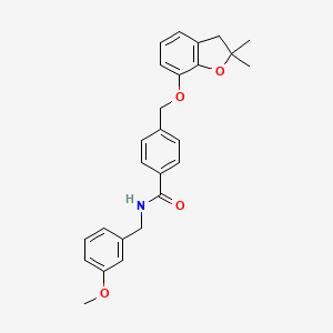 molecular formula C26H27NO4 B2809496 4-(((2,2-dimethyl-2,3-dihydrobenzofuran-7-yl)oxy)methyl)-N-(3-methoxybenzyl)benzamide CAS No. 941948-17-0