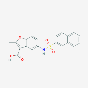 molecular formula C20H15NO5S B280951 2-Methyl-5-[(2-naphthylsulfonyl)amino]-1-benzofuran-3-carboxylic acid 