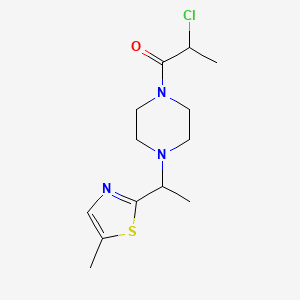 molecular formula C13H20ClN3OS B2809518 2-Chloro-1-[4-[1-(5-methyl-1,3-thiazol-2-yl)ethyl]piperazin-1-yl]propan-1-one CAS No. 2411262-08-1