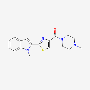 molecular formula C18H20N4OS B2809519 (2-(1-methyl-1H-indol-2-yl)thiazol-4-yl)(4-methylpiperazin-1-yl)methanone CAS No. 1172228-08-8