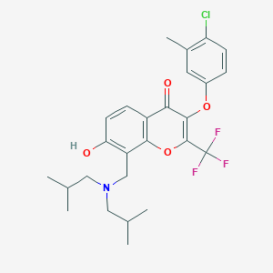 molecular formula C26H29ClF3NO4 B2809520 8-[[双(2-甲基丙基)氨基]甲基]-3-(4-氯-3-甲基苯氧基)-7-羟基-2-(三氟甲基)香豆素-4-酮 CAS No. 685861-43-2