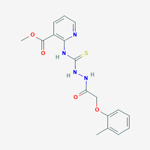 molecular formula C17H18N4O4S B2809525 Methyl 2-[({2-[(2-methylphenoxy)acetyl]hydrazino}carbonothioyl)amino]nicotinate CAS No. 702667-62-7