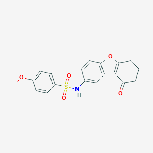 molecular formula C19H17NO5S B280953 4-Methoxy-N-(9-oxo-6,7,8,9-tetrahydro-dibenzofuran-2-yl)-benzenesulfonamide 