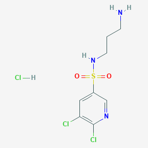 molecular formula C8H12Cl3N3O2S B2809531 N-(3-Aminopropyl)-5,6-dichloropyridine-3-sulfonamide;hydrochloride CAS No. 1465357-26-9