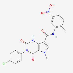 molecular formula C21H16ClN5O5 B2809532 3-(4-chlorophenyl)-5-methyl-N-(2-methyl-5-nitrophenyl)-2,4-dioxo-2,3,4,5-tetrahydro-1H-pyrrolo[3,2-d]pyrimidine-7-carboxamide CAS No. 921533-20-2