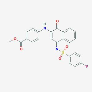 molecular formula C24H17FN2O5S B280954 Methyl 4-[(4-{[(4-fluorophenyl)sulfonyl]imino}-1-oxo-1,4-dihydro-2-naphthalenyl)amino]benzoate 
