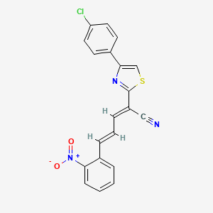 molecular formula C20H12ClN3O2S B2809572 (2E,4E)-2-[4-(4-氯苯基)-1,3-噻唑-2-基]-5-(2-硝基苯基)戊-2,4-二烯二腈 CAS No. 476675-29-3