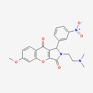 molecular formula C22H21N3O6 B2809575 2-(2-(二甲胺基)乙基)-6-甲氧基-1-(3-硝基苯基)-1,2-二氢咯并[2,3-c]吡咯-3,9-二酮 CAS No. 886153-85-1
