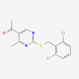 molecular formula C14H12Cl2N2OS B2809578 1-{2-[(2,6-二氯苄基)硫代]-4-甲基-5-嘧啶基}-1-乙酮 CAS No. 383147-97-5