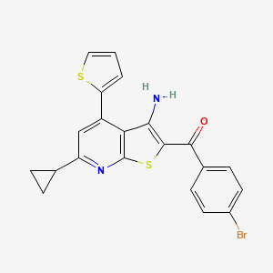 molecular formula C21H15BrN2OS2 B2809579 (3-氨基-6-环丙基-4-(噻吩-2-基)噻吩并[2,3-b]嘧啶-2-基)(4-溴苯基)甲酮 CAS No. 394225-16-2