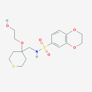 molecular formula C16H23NO6S2 B2809587 N-((4-(2-羟基乙氧基)四氢-2H-噻吩-4-基甲基)-2,3-二氢苯并[b][1,4]二氧杂环己烷-6-磺酰胺 CAS No. 2310097-14-2