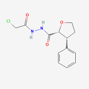 molecular formula C13H15ClN2O3 B2809590 (2R,3R)-N'-(2-Chloroacetyl)-3-phenyloxolane-2-carbohydrazide CAS No. 2411178-62-4