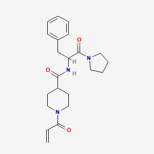 B2809591 N-(1-Oxo-3-phenyl-1-pyrrolidin-1-ylpropan-2-yl)-1-prop-2-enoylpiperidine-4-carboxamide CAS No. 2361677-60-1