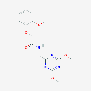 molecular formula C15H18N4O5 B2809594 N-((4,6-二甲氧基-1,3,5-三嗪-2-基)甲基)-2-(2-甲氧基苯氧基)乙酰胺 CAS No. 2034357-32-7