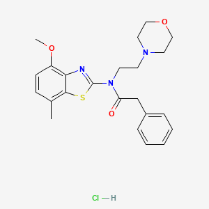 molecular formula C23H28ClN3O3S B2809600 N-(4-methoxy-7-methylbenzo[d]thiazol-2-yl)-N-(2-morpholinoethyl)-2-phenylacetamide hydrochloride CAS No. 1216812-58-6