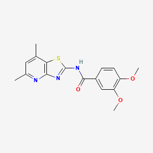molecular formula C17H17N3O3S B2809601 N-(5,7-二甲基噻唑并[4,5-b]吡啶-2-基)-3,4-二甲氧基苯甲酰胺 CAS No. 1020968-06-2