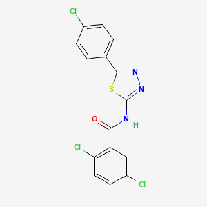 molecular formula C15H8Cl3N3OS B2809602 2,5-dichloro-N-[5-(4-chlorophenyl)-1,3,4-thiadiazol-2-yl]benzamide CAS No. 392242-05-6