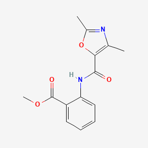 molecular formula C14H14N2O4 B2809606 对甲酯基 2-(2,4-二甲氧基噁唑-5-基甲酰氨基)苯甲酸酯 CAS No. 862829-23-0