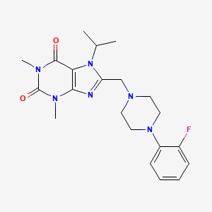 molecular formula C21H27FN6O2 B2809609 8-[[4-(2-氟苯基)哌嗪-1-基]甲基]-1,3-二甲基-7-异丙基嘧啶-2,6-二酮 CAS No. 878421-75-1