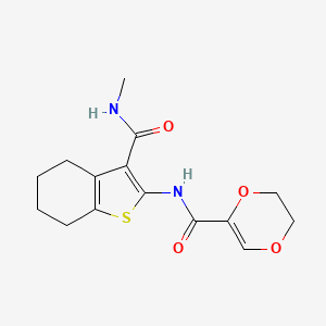 molecular formula C15H18N2O4S B2809610 N-(3-(methylcarbamoyl)-4,5,6,7-tetrahydrobenzo[b]thiophen-2-yl)-5,6-dihydro-1,4-dioxine-2-carboxamide CAS No. 892983-64-1