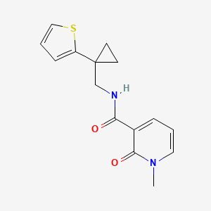 molecular formula C15H16N2O2S B2809611 1-methyl-2-oxo-N-((1-(thiophen-2-yl)cyclopropyl)methyl)-1,2-dihydropyridine-3-carboxamide CAS No. 1324707-18-7