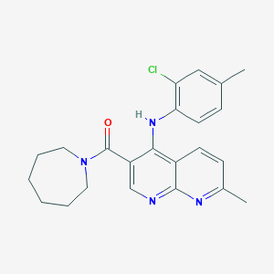 molecular formula C23H25ClN4O B2809636 3-(azepane-1-carbonyl)-N-(2-chloro-4-methylphenyl)-7-methyl-1,8-naphthyridin-4-amine CAS No. 1251702-77-8