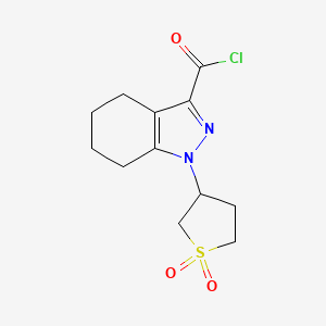 molecular formula C12H15ClN2O3S B2809645 1-(1,1-二氧-1$l^{6}-硫杂环戊烷-3-基)-4,5,6,7-四氢-1H-吲唑-3-羧酰氯 CAS No. 1410793-13-3