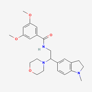 B2809650 3,5-dimethoxy-N-(2-(1-methylindolin-5-yl)-2-morpholinoethyl)benzamide CAS No. 921895-22-9