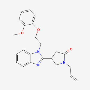 molecular formula C23H25N3O3 B2809678 1-烯丙基-4-(1-(2-(2-甲氧基苯氧基)乙基)-1H-苯并[d]咪唑-2-基)吡咯烷-2-酮 CAS No. 878692-06-9