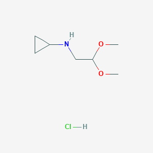 molecular formula C7H16ClNO2 B2809683 N-(2,2-Dimethoxyethyl)cyclopropanamine hydrochloride CAS No. 2126178-28-5