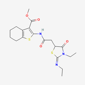 (E)-methyl 2-(2-(3-ethyl-2-(ethylimino)-4-oxothiazolidin-5-yl)acetamido)-4,5,6,7-tetrahydrobenzo[b]thiophene-3-carboxylate