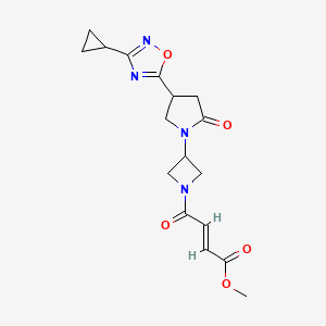 Methyl (E)-4-[3-[4-(3-cyclopropyl-1,2,4-oxadiazol-5-yl)-2-oxopyrrolidin-1-yl]azetidin-1-yl]-4-oxobut-2-enoate