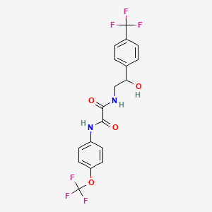 molecular formula C18H14F6N2O4 B2809709 N1-(2-羟基-2-(4-(三氟甲基)苯基)乙基)-N2-(4-(三氟甲氧基)苯基)草酰胺 CAS No. 1351600-08-2