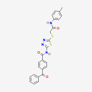 molecular formula C25H20N4O3S2 B2809715 4-苯甲酰-N-(5-((2-氧代-2-(对甲苯基氨基)乙基)硫代)-1,3,4-噻二唑-2-基)苯甲酰胺 CAS No. 392291-84-8