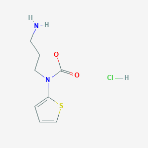 molecular formula C8H11ClN2O2S B2809737 5-(Aminomethyl)-3-(thiophen-2-yl)-1,3-oxazolidin-2-one hydrochloride CAS No. 1555328-88-5