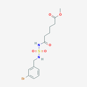molecular formula C14H19BrN2O5S B2809752 Methyl 6-((N-(3-bromobenzyl)sulfamoyl)amino)-6-oxohexanoate CAS No. 2044706-64-9