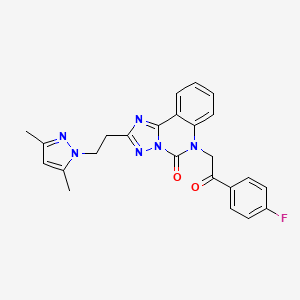 molecular formula C24H21FN6O2 B2809761 2-[2-(3,5-Dimethylpyrazol-1-yl)ethyl]-6-[2-(4-fluorophenyl)-2-oxoethyl]-[1,2,4]triazolo[1,5-c]quinazolin-5-one CAS No. 1015893-92-1