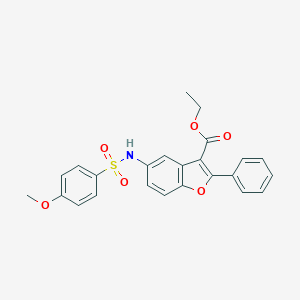 molecular formula C24H21NO6S B280977 Ethyl 5-{[(4-methoxyphenyl)sulfonyl]amino}-2-phenyl-1-benzofuran-3-carboxylate 