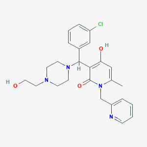 molecular formula C25H29ClN4O3 B2809772 3-((3-chlorophenyl)(4-(2-hydroxyethyl)piperazin-1-yl)methyl)-4-hydroxy-6-methyl-1-(pyridin-2-ylmethyl)pyridin-2(1H)-one CAS No. 897611-57-3