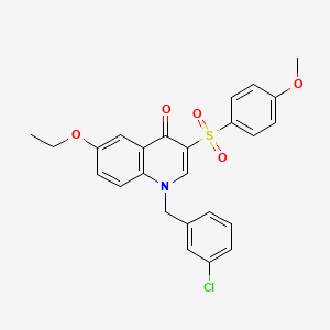 molecular formula C25H22ClNO5S B2809777 1-[(3-Chlorophenyl)methyl]-6-ethoxy-3-(4-methoxyphenyl)sulfonylquinolin-4-one CAS No. 866866-02-6