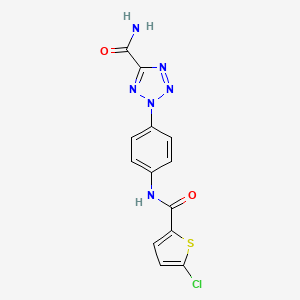 molecular formula C13H9ClN6O2S B2809779 2-(4-(5-chlorothiophene-2-carboxamido)phenyl)-2H-tetrazole-5-carboxamide CAS No. 1396877-37-4