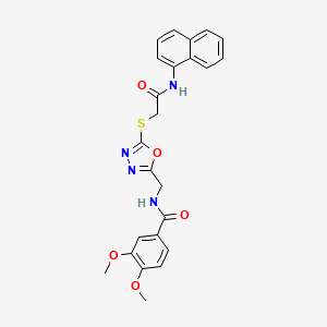 molecular formula C24H22N4O5S B2809781 3,4-dimethoxy-N-[[5-[2-(naphthalen-1-ylamino)-2-oxoethyl]sulfanyl-1,3,4-oxadiazol-2-yl]methyl]benzamide CAS No. 851862-86-7