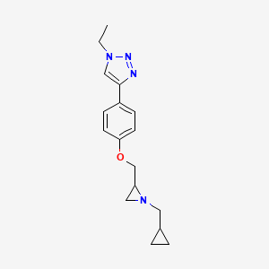molecular formula C17H22N4O B2809782 4-[4-[[1-(Cyclopropylmethyl)aziridin-2-yl]methoxy]phenyl]-1-ethyltriazole CAS No. 2418716-65-9