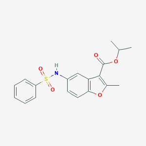 molecular formula C19H19NO5S B280979 Isopropyl 2-methyl-5-[(phenylsulfonyl)amino]-1-benzofuran-3-carboxylate 
