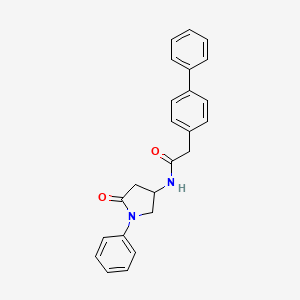 molecular formula C24H22N2O2 B2809801 2-([1,1'-biphenyl]-4-yl)-N-(5-oxo-1-phenylpyrrolidin-3-yl)acetamide CAS No. 896362-92-8