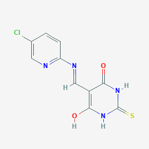 molecular formula C10H7ClN4O2S B2809806 5-(((5-氯吡啶-2-基)氨基)甲亚)-2-硫代二氢嘧啶-4,6(1H,5H)-二酮 CAS No. 339096-63-8