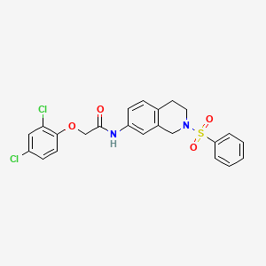 molecular formula C23H20Cl2N2O4S B2809823 2-(2,4-dichlorophenoxy)-N-(2-(phenylsulfonyl)-1,2,3,4-tetrahydroisoquinolin-7-yl)acetamide CAS No. 954639-24-8
