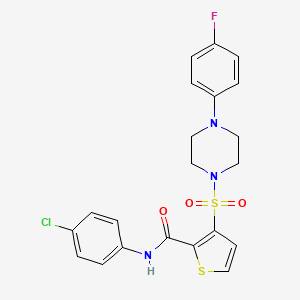 molecular formula C21H19ClFN3O3S2 B2809828 N-(4-氯苯基)-3-{[4-(4-氟苯基)哌嗪-1-基]磺酰}噻吩-2-甲酰胺 CAS No. 1105237-22-6