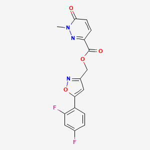 molecular formula C16H11F2N3O4 B2809831 (5-(2,4-Difluorophenyl)isoxazol-3-yl)methyl 1-methyl-6-oxo-1,6-dihydropyridazine-3-carboxylate CAS No. 1209051-62-6