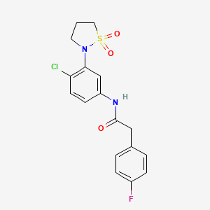 molecular formula C17H16ClFN2O3S B2809835 N-(4-chloro-3-(1,1-dioxidoisothiazolidin-2-yl)phenyl)-2-(4-fluorophenyl)acetamide CAS No. 946344-21-4